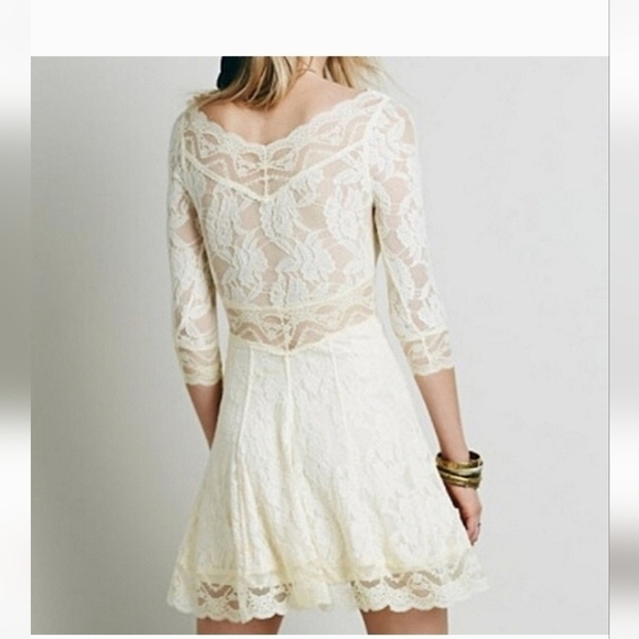 FREE PEOPLE Lacey Affair Dress in Ivory, sz Small - Picture 4 of 16
